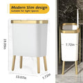 Very Elegant - Trash Can with Lid, Plastic Garbage Can with Lid, 4 Gal Gold Bin with Push Button