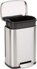 Soft-Close Foot Pedal - Smudge Resistant - Rectangular Trash Can, Brushed Stainless Steel