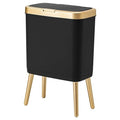 Very Elegant - Trash Can with Lid, Plastic Garbage Can with Lid, 4 Gal Gold Bin with Push Button