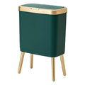 Very Elegant - Trash Can with Lid, Plastic Garbage Can with Lid, 4 Gal Gold Bin with Push Button