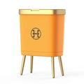 Very Elegant - Trash Can with Lid, Plastic Garbage Can with Lid, 4 Gal Gold Bin with Push Button