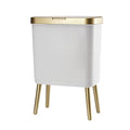 Very Elegant - Trash Can with Lid, Plastic Garbage Can with Lid, 4 Gal Gold Bin with Push Button