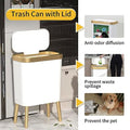 Very Elegant - Trash Can with Lid, Plastic Garbage Can with Lid, 4 Gal Gold Bin with Push Button