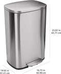 Soft-Close Foot Pedal - Smudge Resistant - Rectangular Trash Can, Brushed Stainless Steel