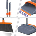 New & Upgraded - Broom and Dustpan Set, Self-Cleaning with Dustpan Teeth, Indoor & Outdoor Sweeping, Ideal for Dog Cat Pets Home Use, Stand Up Broom and Dustpan