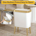 Very Elegant - Trash Can with Lid, Plastic Garbage Can with Lid, 4 Gal Gold Bin with Push Button