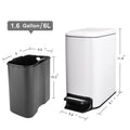 Small Bathroom Trash Can with Lid Soft Close, Step Pedal, 6 Liter / 1.6 Gallon Stainless Steel Garbage Can - Anti-Fingerprint Finish