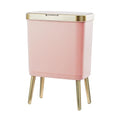 Very Elegant - Trash Can with Lid, Plastic Garbage Can with Lid, 4 Gal Gold Bin with Push Button