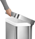 Dual Compartment Trash Can - 58 Liter / 15.3 Gallon Rectangular Hands-Free Dual Compartment Recycling Kitchen Step Trash Can with Soft-Close Lid