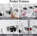 5 Racks and 4 Hooks Mop and Broom Holder Wall Mount, Organizer Storage Tool Racks Stainless Steel Heavy Duty Hooks for Home Kitchen, Garden, Laundry, Garage, etc.