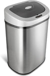 Automatic Touchless Infrared Motion Sensor Trash Can with Stainless Steel Base & Oval, Silver/Black Lid, 21 Gal