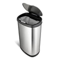 Automatic Touchless Motion Sensor Oval Trash Can with Black Top, 13 gallon Stainless Steel