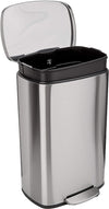 Soft-Close Foot Pedal - Smudge Resistant - Rectangular Trash Can, Brushed Stainless Steel