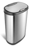 Automatic Touchless Motion Sensor Oval Trash Can with Black Top, 13 gallon Stainless Steel