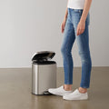 Soft-Close Foot Pedal - Smudge Resistant - Rectangular Trash Can, Brushed Stainless Steel