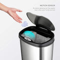 Automatic Touchless Motion Sensor Oval Trash Can with Black Top, 13 gallon Stainless Steel