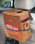 Car Trash Can with Lid and Storage Pockets - 100% Leak-Proof Organizer, Waterproof