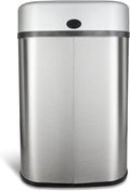 Automatic Touchless Infrared Motion Sensor Trash Can with Stainless Steel Base & Oval, Silver/Black Lid, 21 Gal