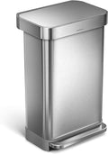 Dual Compartment Trash Can - 58 Liter / 15.3 Gallon Rectangular Hands-Free Dual Compartment Recycling Kitchen Step Trash Can with Soft-Close Lid