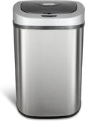 Automatic Touchless Infrared Motion Sensor Trash Can with Stainless Steel Base & Oval, Silver/Black Lid, 21 Gal