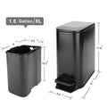 Small Bathroom Trash Can with Lid Soft Close, Step Pedal, 6 Liter / 1.6 Gallon Stainless Steel Garbage Can - Anti-Fingerprint Finish