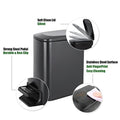 Small Bathroom Trash Can with Lid Soft Close, Step Pedal, 6 Liter / 1.6 Gallon Stainless Steel Garbage Can - Anti-Fingerprint Finish