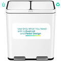 Dual Trash Can - 15.8 Gallon Kitchen Trash Can, Dual Removable Liners for Recycling and Trash, Odor Control, Wide Stainless Steel