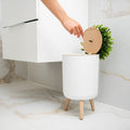 Very Cute Plant Style Garbage Can - Small Bathroom Trash Can with Lid - 1.8 Gallon, White, Perfect for Bedroom, Office, and Bathrooms, Trash Bin That Looks Like a Plant