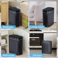 Automatic Touchless - Bathroom Small Trash Can with Lid, 2.6 Gallon Smart Garbage Can Narrow Waterproof Trash Bin (Black)