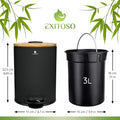 Mini Trash Can with Lid - 3L / 0.8Gal - Small Trash Can with Lid for Bathroom