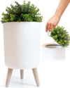 Very Cute Plant Style Garbage Can - Small Bathroom Trash Can with Lid - 1.8 Gallon, White, Perfect for Bedroom, Office, and Bathrooms, Trash Bin That Looks Like a Plant